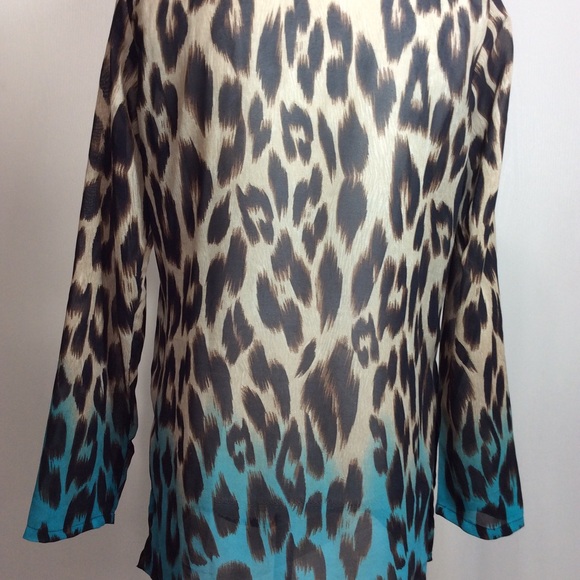 Mix Nouveau Sheer Leopard print/Rhinestone Top, M - Picture 4 of 8